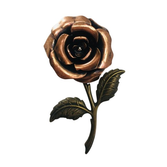 Unbranded. Jewelry - Vintage Copper and Brass Dimensional Rose Brooch 1960s to 1970s